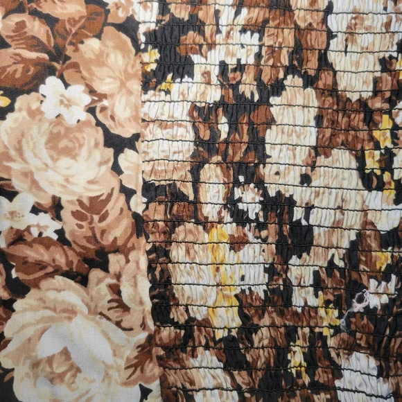 Abercrombie & Fitch Strapless Floral Cream & Brown Top With Boning Womens Size M - Picture 4 of 10